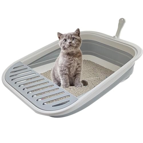chuyouan collapsible low entry kitten litter box folded and expanded