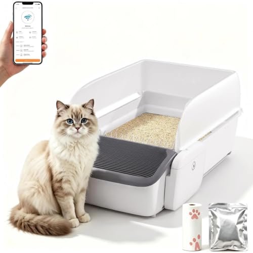 Self-cleaning open-top automatic litter box with rubber inner tub for multi-cat homes