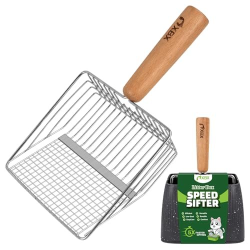 XBX Cat Litter Scoop with Holder, Heavy Duty Litter Sifter,