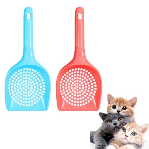 Fadayunn two pack plastic cat litter scooper in purple and blue
