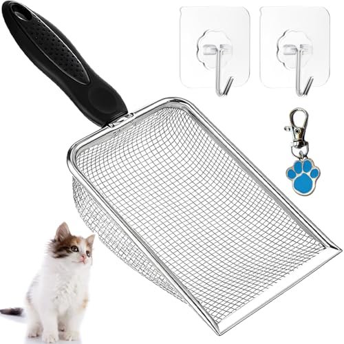 itPlus Cat Litter Scoop, Stainless Steel Cats Sturdy Mesh Sc