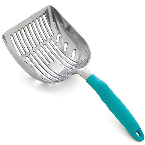 DuraScoop premium multicat solid metal litter scoop with enclosed sides
