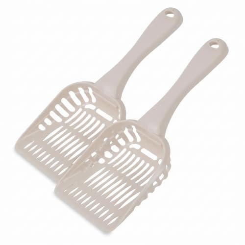 Petmate Litter Scoop for Cats, Jumbo Size, Bleached Linen (2-Pack)