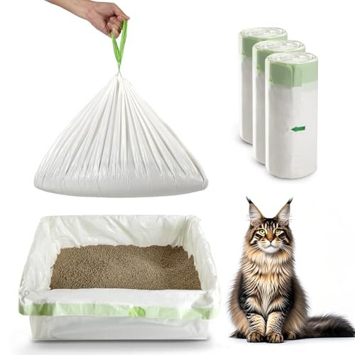 Drawstring cat litter box liners with tie handles, 36 count, 2.5 mil