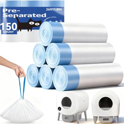 150 count cat litter box bags for automatic cat litter boxes, with drawstring