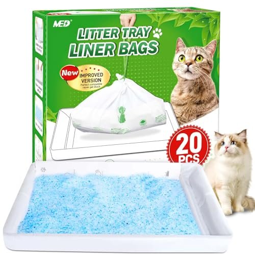 Litter Box Liners Compatible with Pets Scoopfree, 37 x 17 inch drawstring liner with anti-scratch cardboard