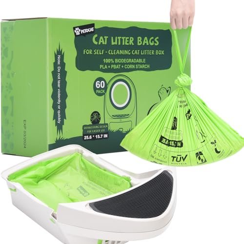 Biodegradable cat litter liner bags compatible with Litter-Robot LR3 and LR4 self-cleaning litter boxes