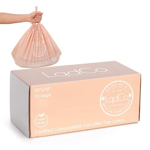 Plant-based home compostable cat litter box liners, jumbo 36 x 19 inch size