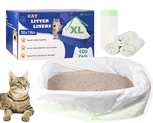 100 count jumbo cat litter box liners, 3 mil, 36 x 19 inches
